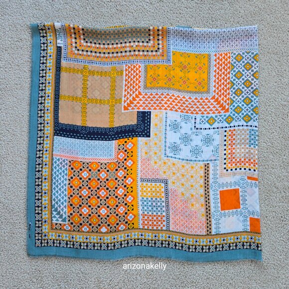 Mosaic Tile Scarf Large Square Silk Modal Boho - Picture 4 of 14